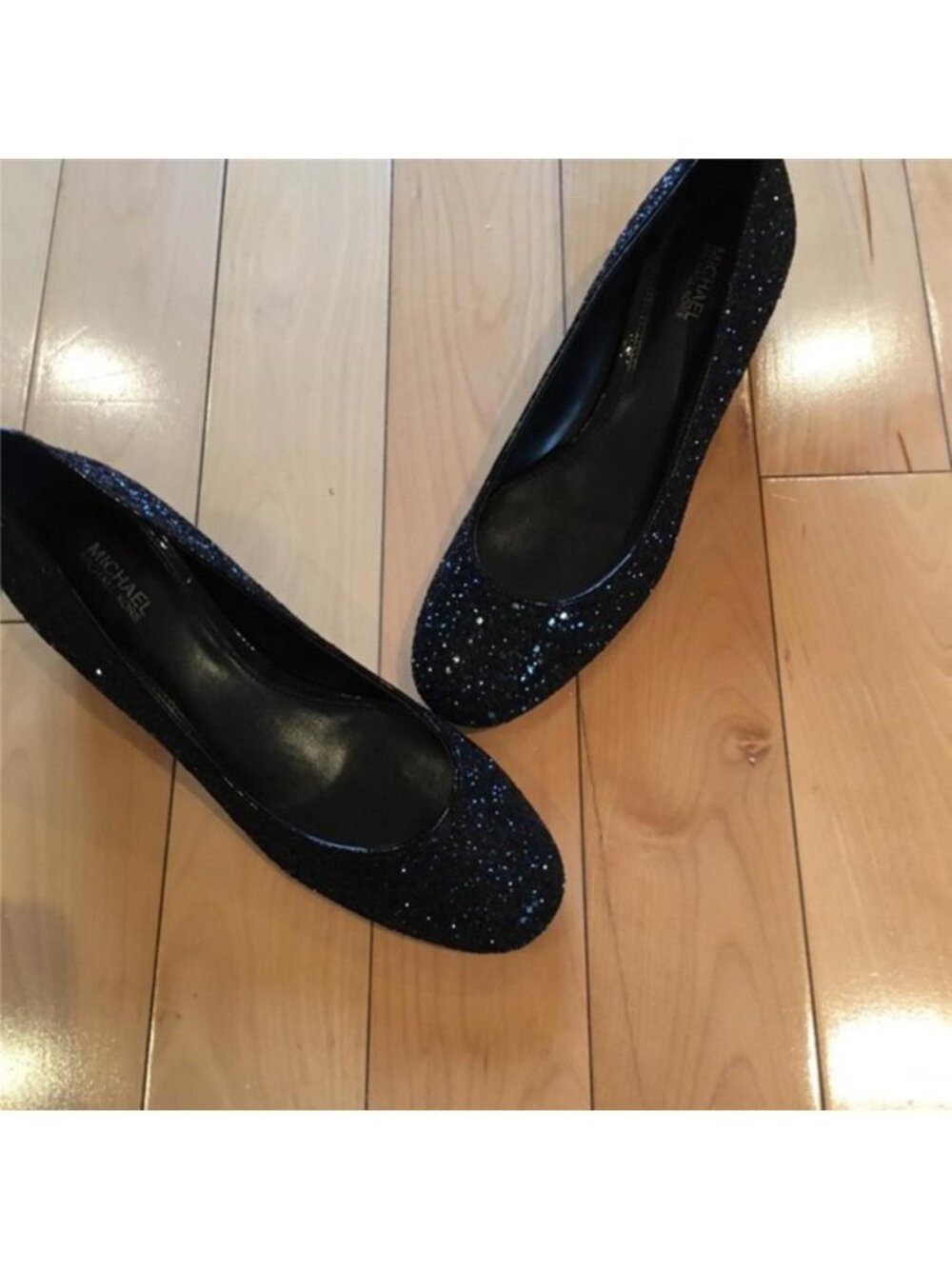 Michael Kors Women's sparkly Black block heels